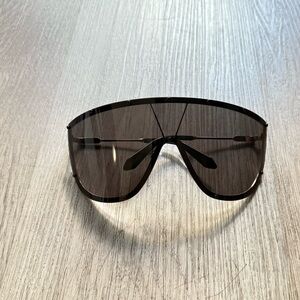 quay australia on set black & gold oversized wrap shield sunglasses eyewear NEW